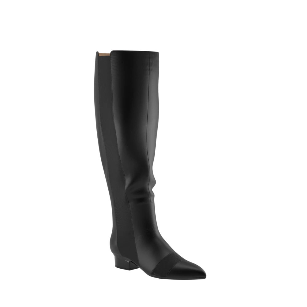 The Knee High Boot Coal Leather + Stiletto Heel Kit 4 Coal
