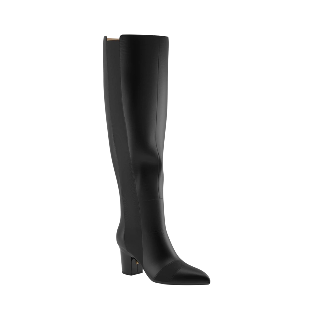 The Knee High Boot Coal Leather + Block Heel Kit 3 Coal
