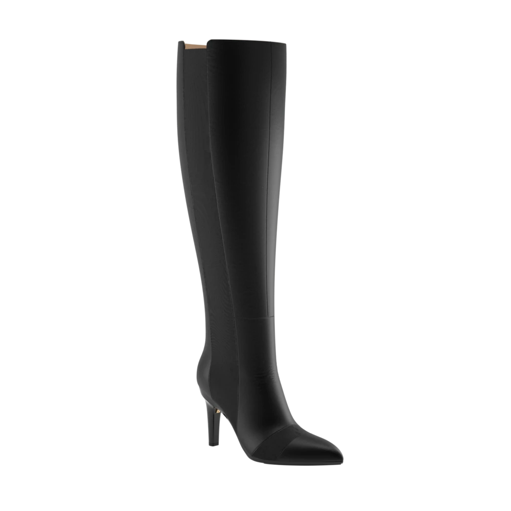The Knee High Boot Coal Leather + Stiletto Heel Kit 4 Coal