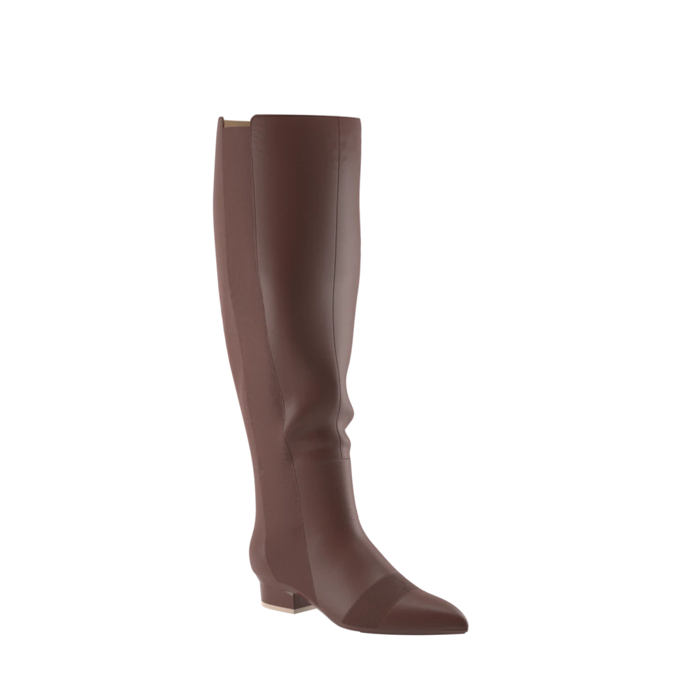The Knee High Boot Walnut Leather + Stiletto Heel Kit 4 Walnut