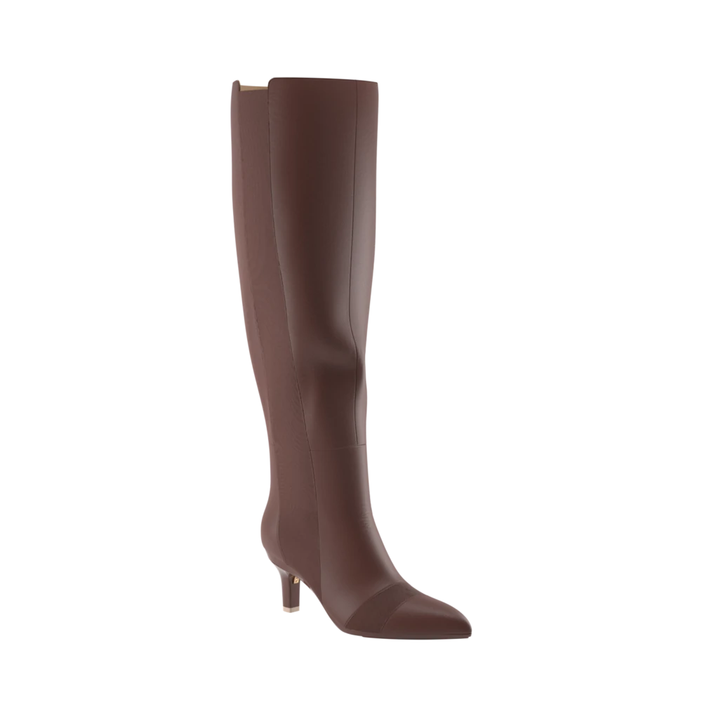 The Knee High Boot Walnut Leather + Stiletto Heel Kit 3 Walnut