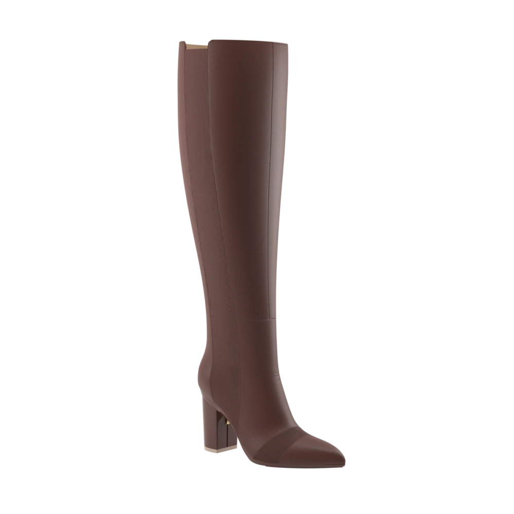 The Knee High Boot Walnut Leather + Block Heel Kit 4 Walnut