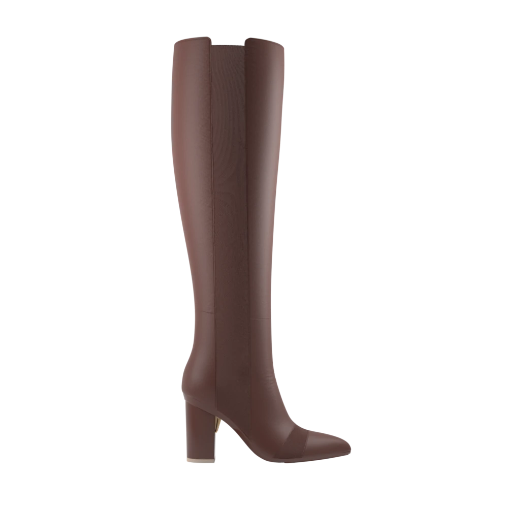 The Knee High Boot Walnut Leather + Block Heel Kit 4 Walnut