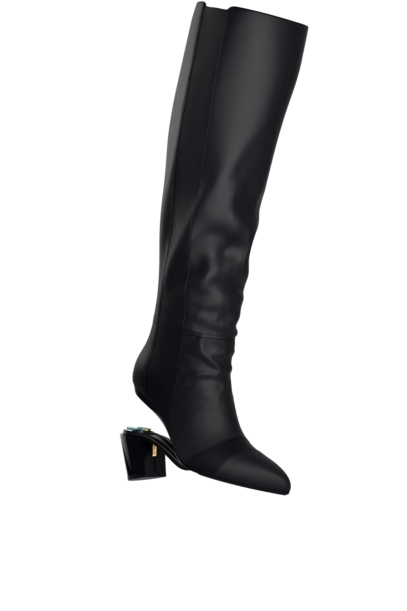 The Knee High Boot - Coal Leather 3 Block - FINAL SALE