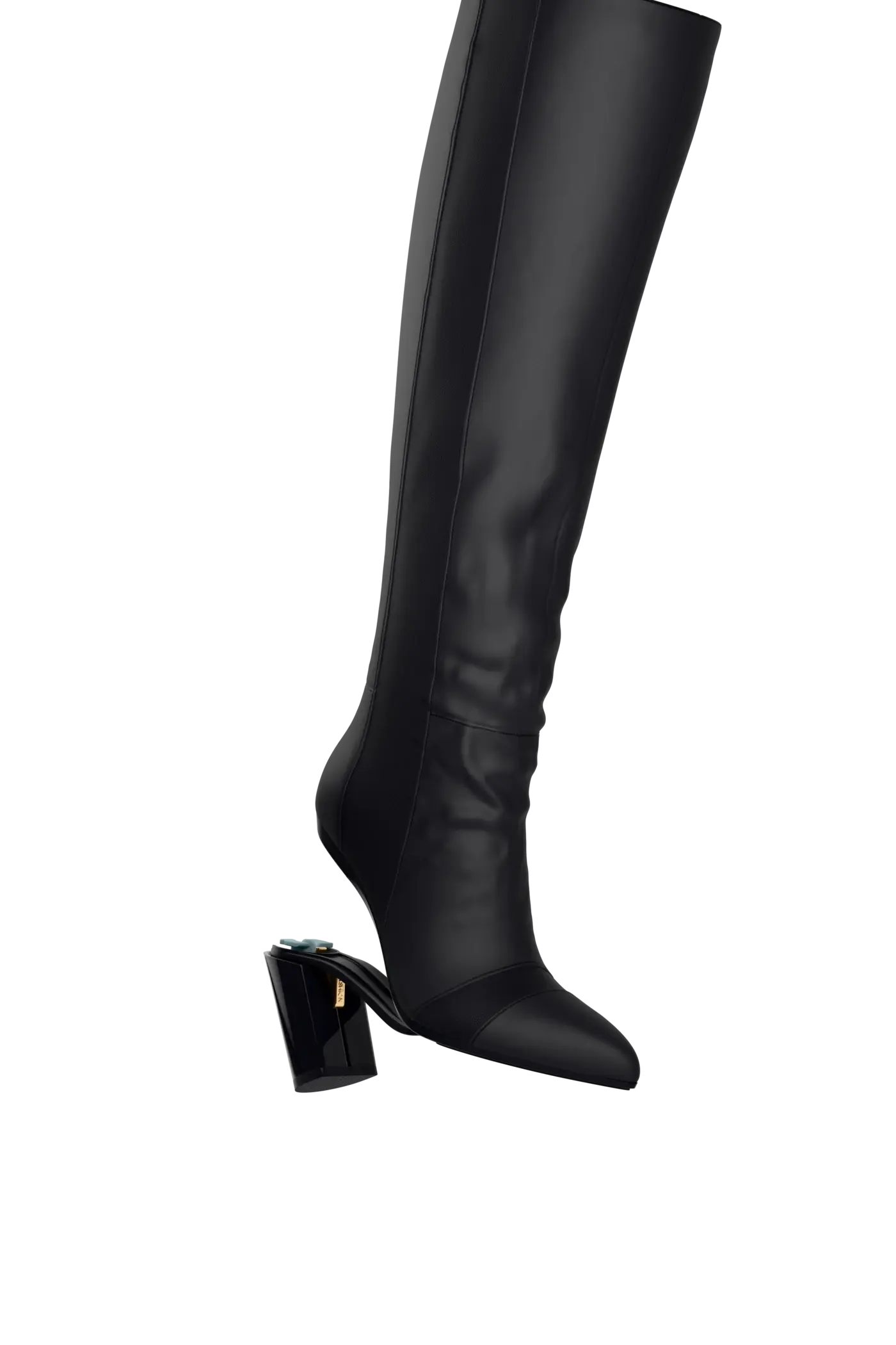 The Knee High Boot - Coal Leather 4 Block - FINAL SALE