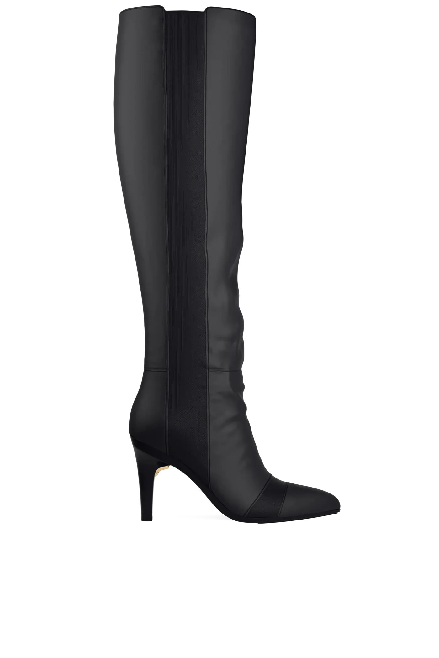 The Knee High Boot - Coal Leather 4 Stiletto - FINAL SALE