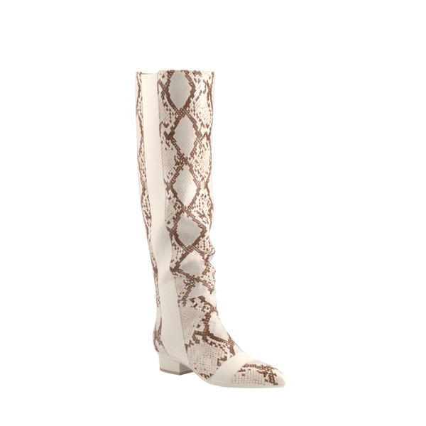 The Knee High Boot Ivory Snakeskin