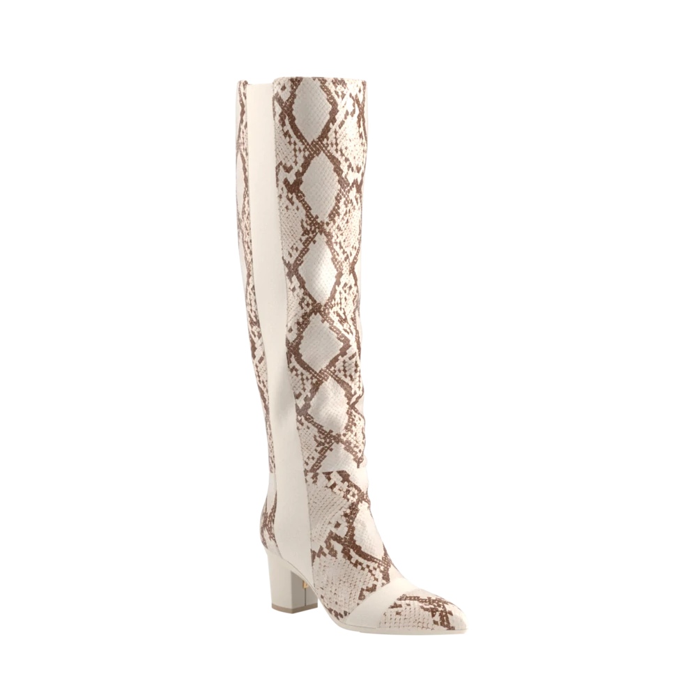 The Knee High Boot Ivory Snakeskin 3 Block