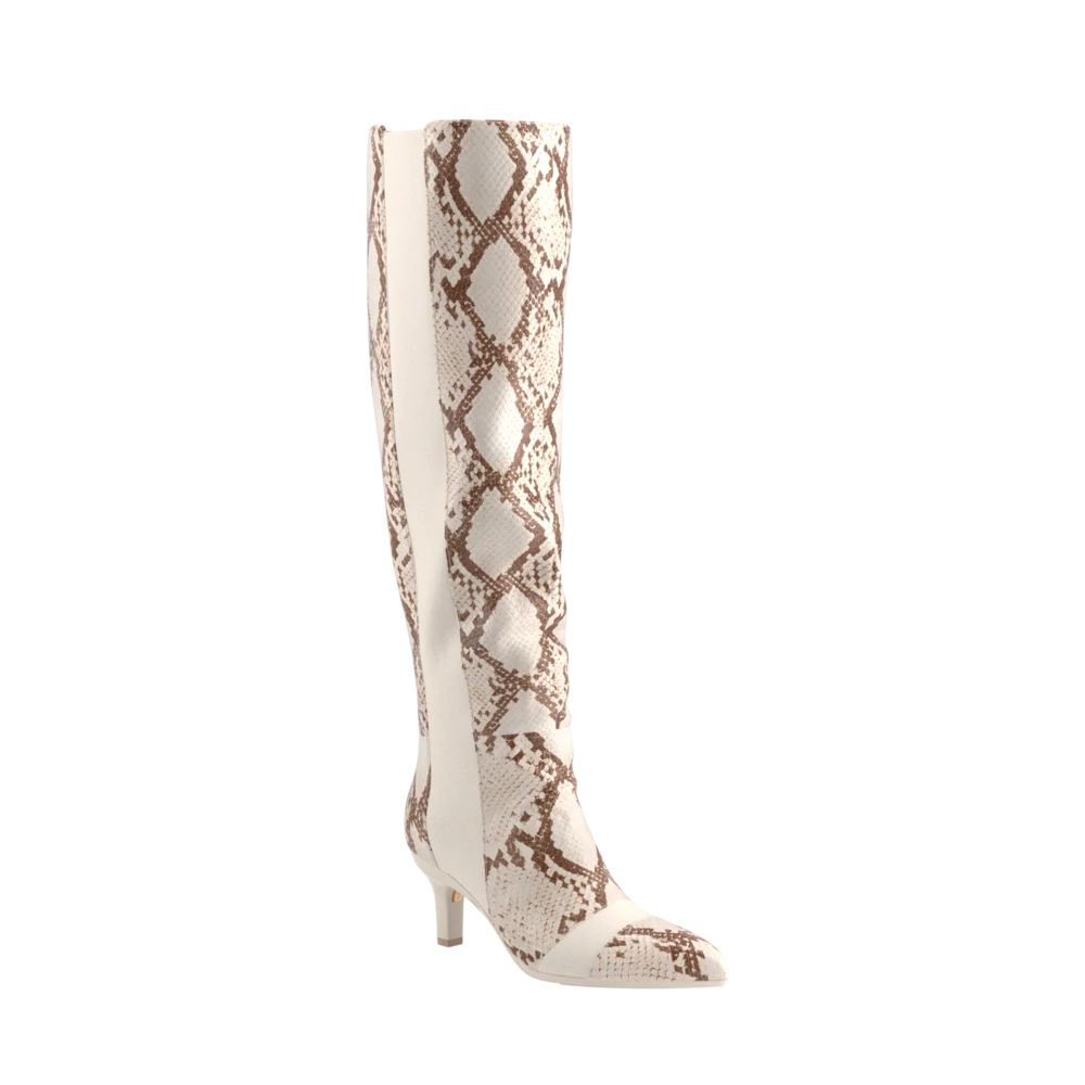 The Knee High Boot - Ivory Snakeskin 3 Stiletto