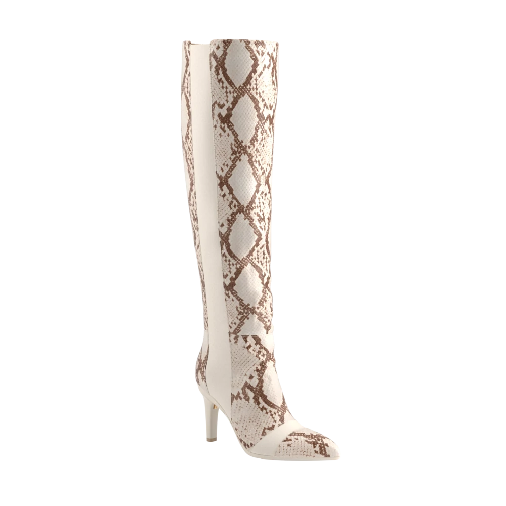 The Knee High Boot - Ivory Snakeskin 4 Stiletto