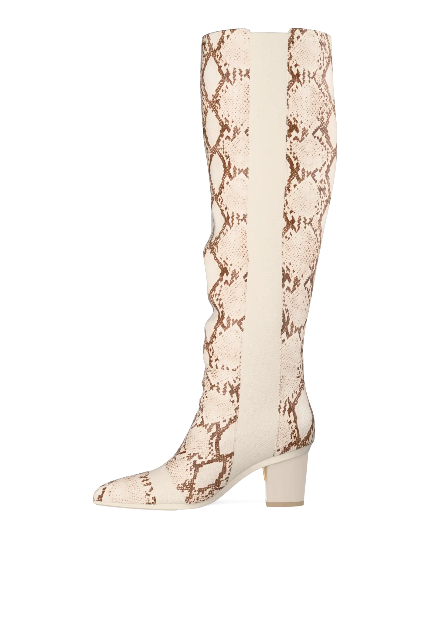 The Knee High Boot - Ivory Snakeskin 3 Block - FINAL SALE
