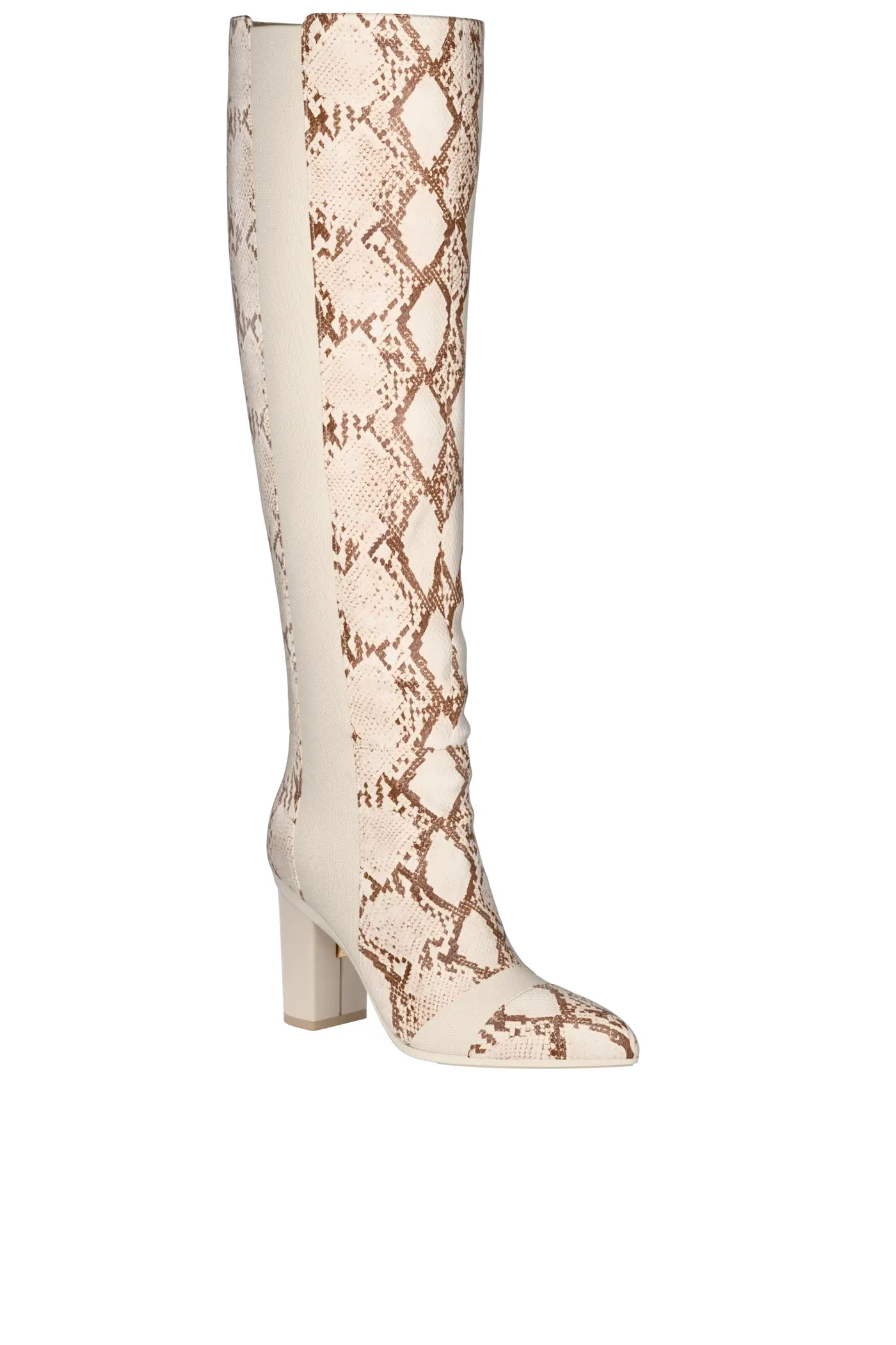 The Knee High Boot - Ivory Snakeskin 4 Block - FINAL SALE