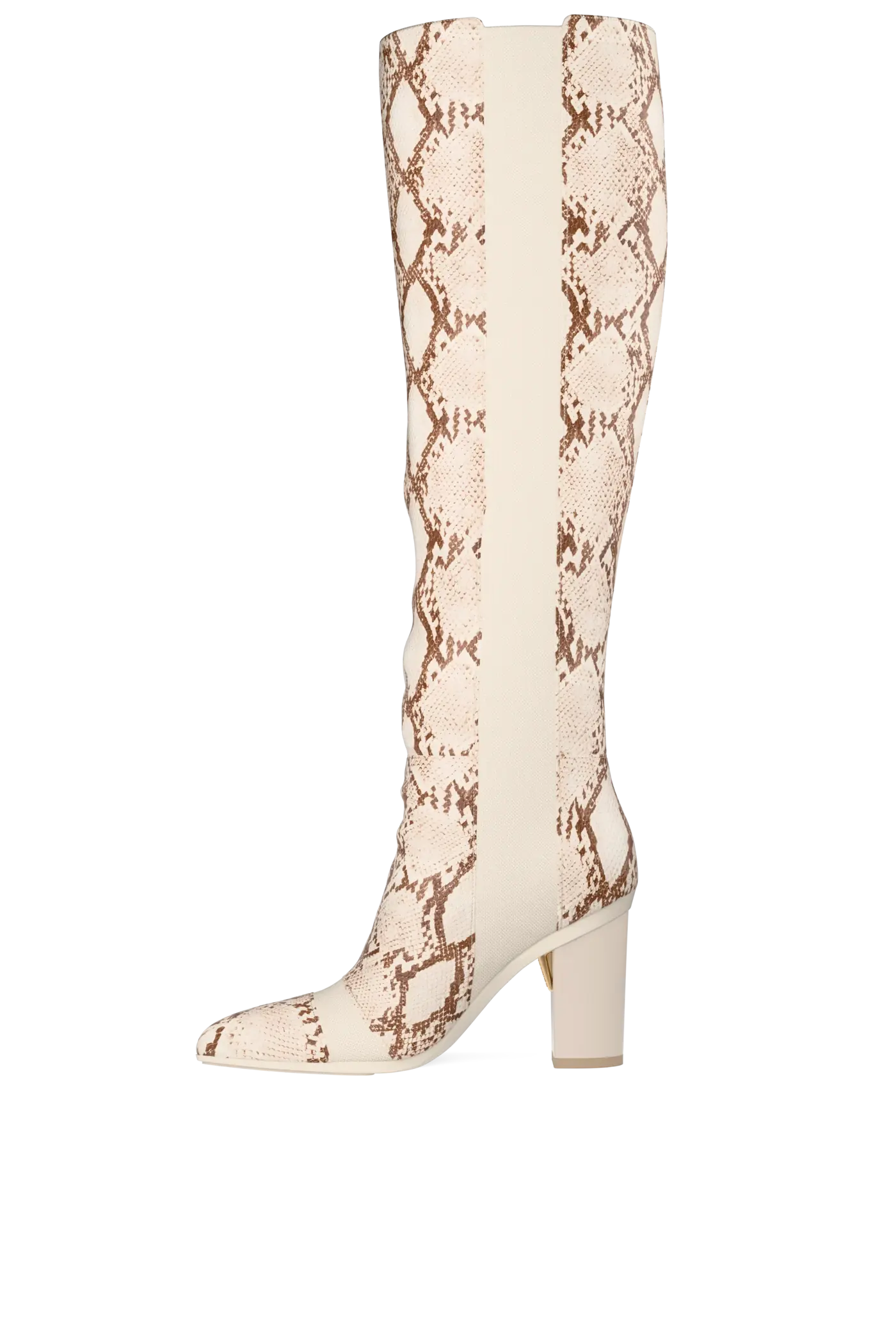 The Knee High Boot - Ivory Snakeskin 4 Block - FINAL SALE
