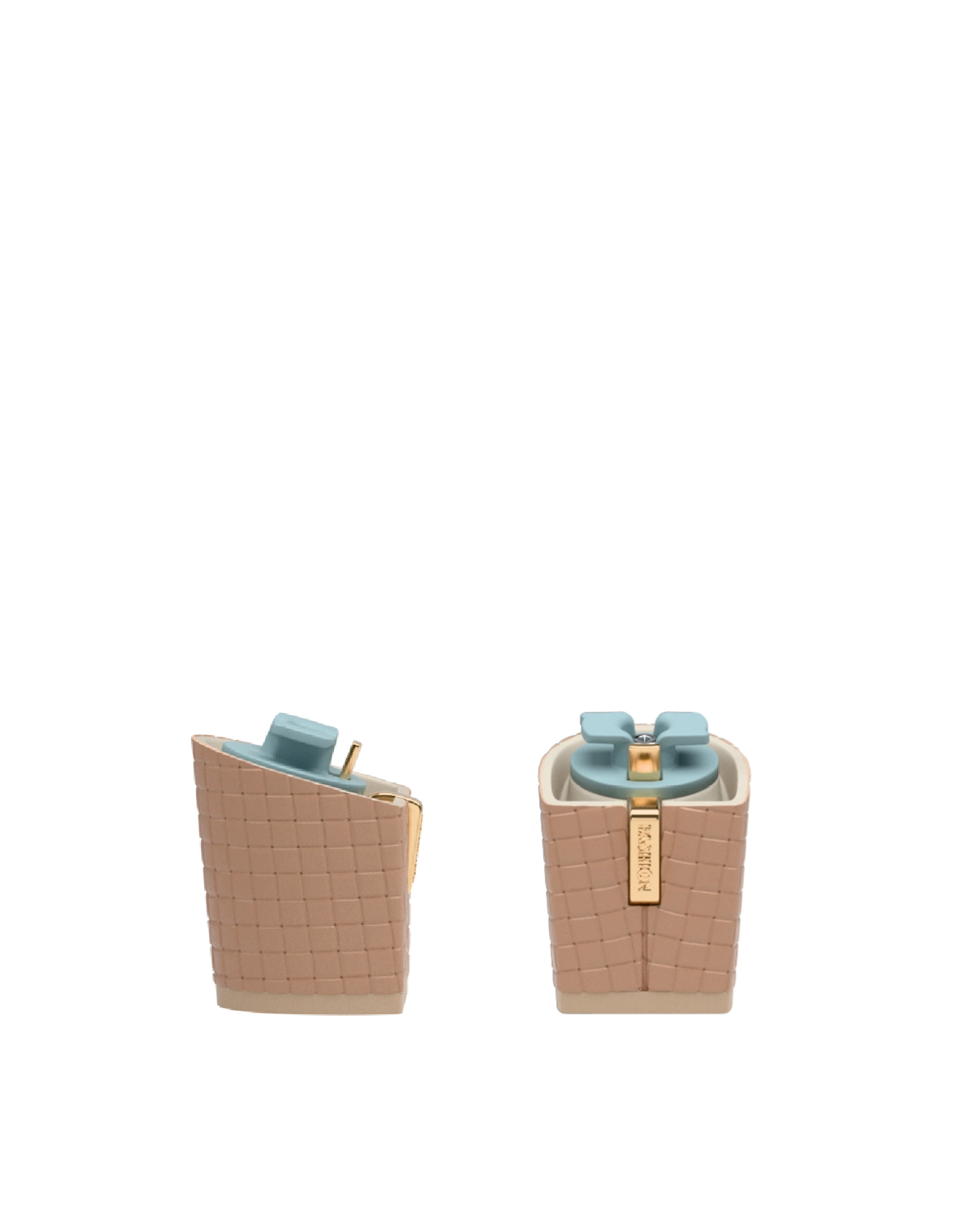 Block Heel Kit 3 Latte Woven Leather, 3-inch interchangeable block heel. Pashion convertible heels go from heel to flat and are customizable with interchangeable heel kits.