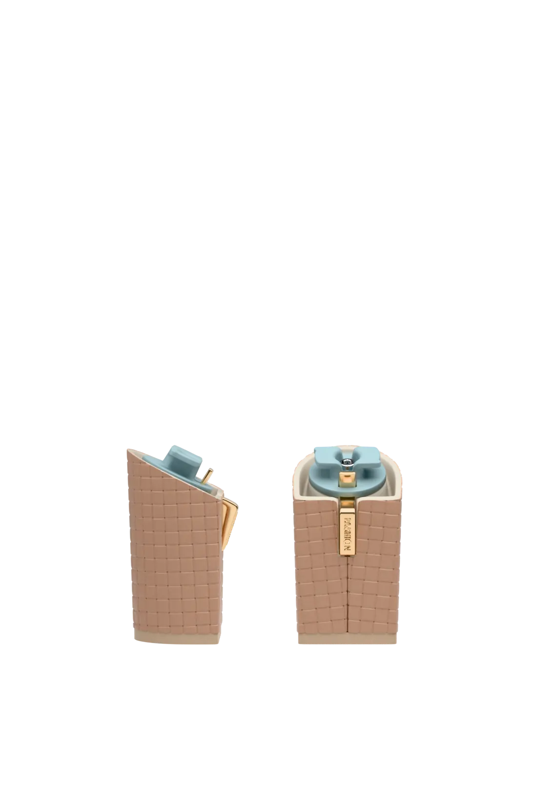 Block Heel Kit 4 Latte Woven Leather