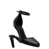 Margot D'Orsay - Coal Black Leather 4 Stiletto