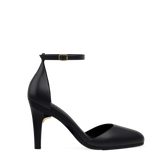 Margot D'Orsay - Coal Black Leather 4 Stiletto