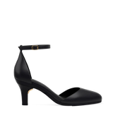 Margot D'Orsay - Coal Black Leather 3 Stiletto