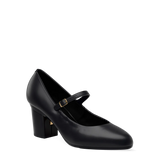 Mary Pump - Coal Black Leather 3 Block