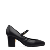 Mary Pump - Coal Black Leather 3 Block