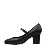 Mary Pump - Coal Black Leather 3 Block