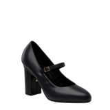 Mary Pump - Coal Black Leather 4 Block