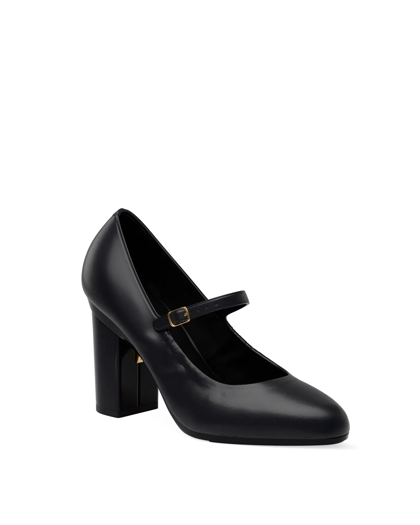 Mary Pump - Coal Black Leather 4 Block