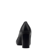 Mary Pump - Coal Black Leather 4 Block