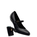 Mary Pump - Coal Black Leather 4 Block