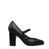 Mary Pump - Coal Black Leather 4 Block