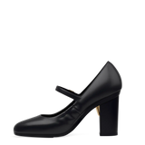 Mary Pump - Coal Black Leather 4 Block