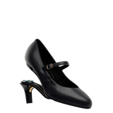 Mary Pump - Coal Black Leather 3 Stiletto