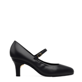 Mary Pump - Coal Black Leather 3 Stiletto