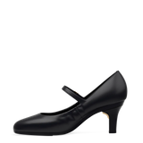 Mary Pump - Coal Black Leather 3 Stiletto