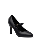 Mary Pump - Coal Black Leather 4 Stiletto