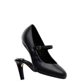 Mary Pump - Coal Black Leather 4 Stiletto