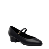 Mary Pump - Coal Black Leather 4 Stiletto