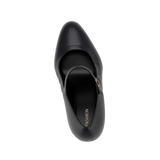 Mary Pump - Coal Black Leather 4 Stiletto