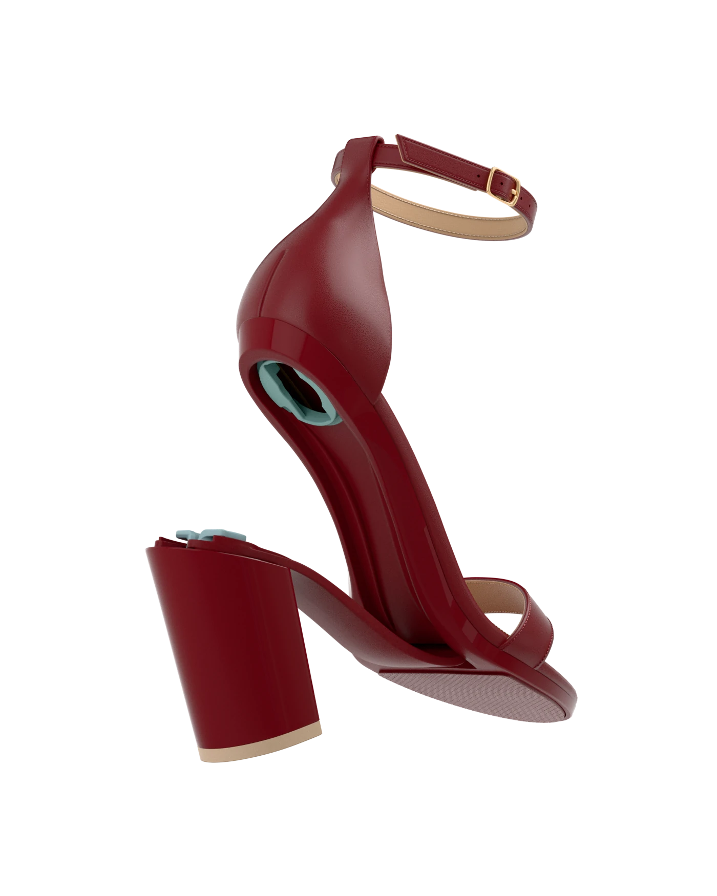 Stelo - Merlot, detail view. Pashion convertible heels go from heel to flat and are customizable with interchangeable heel kits.