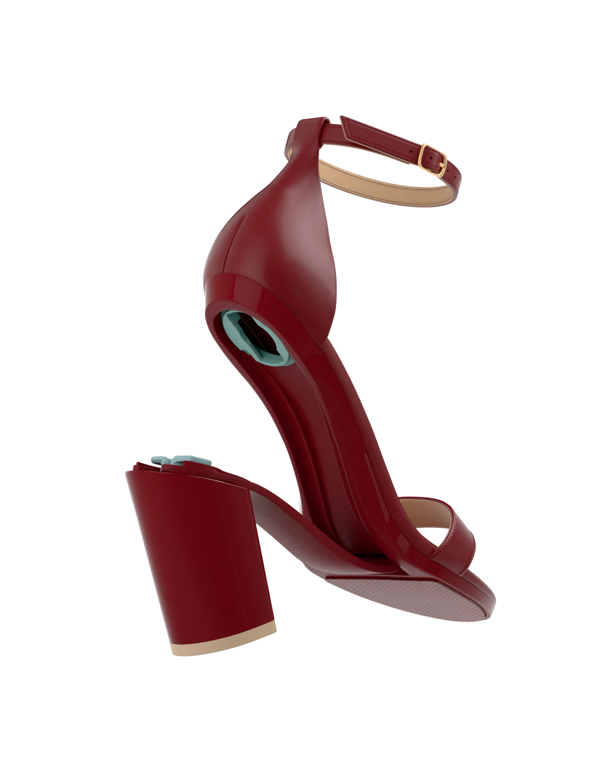 Stelo - Merlot, detail view. Pashion convertible heels go from heel to flat and are customizable with interchangeable heel kits.