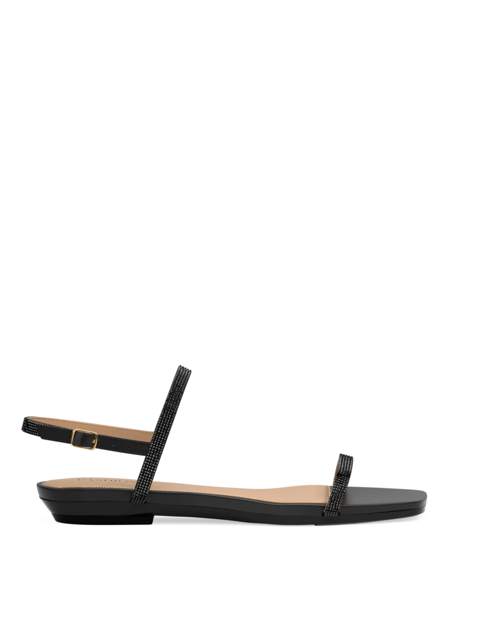 Miranda Sandal - Coal Black Rhinestone Flat