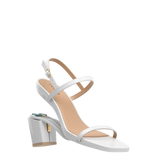 Miranda Sandal - White Leather 3 Block