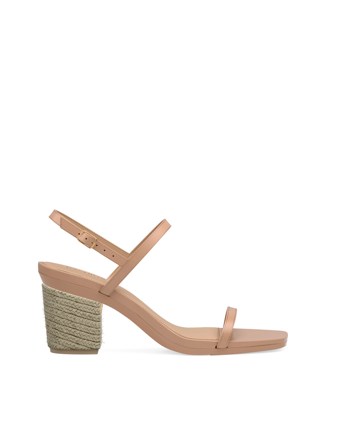 3 Inch Block Heel Kit Espadrille shown on the Miranda Latte Leather upper. Pashion convertible heels go from heel to flat and are customizable with interchangeable heel kits.