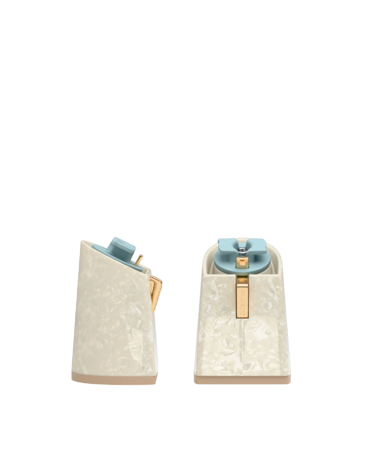 Flare Block Heel Kit 4 Mother of Pearl, 4-inch interchangeable flare block heel. Pashion convertible heels go from heel to flat and are customizable with interchangeable heel kits.