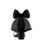 Ankle Bow Coal Black Tulle Clip