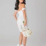 Ankle Bow White Satin Clip