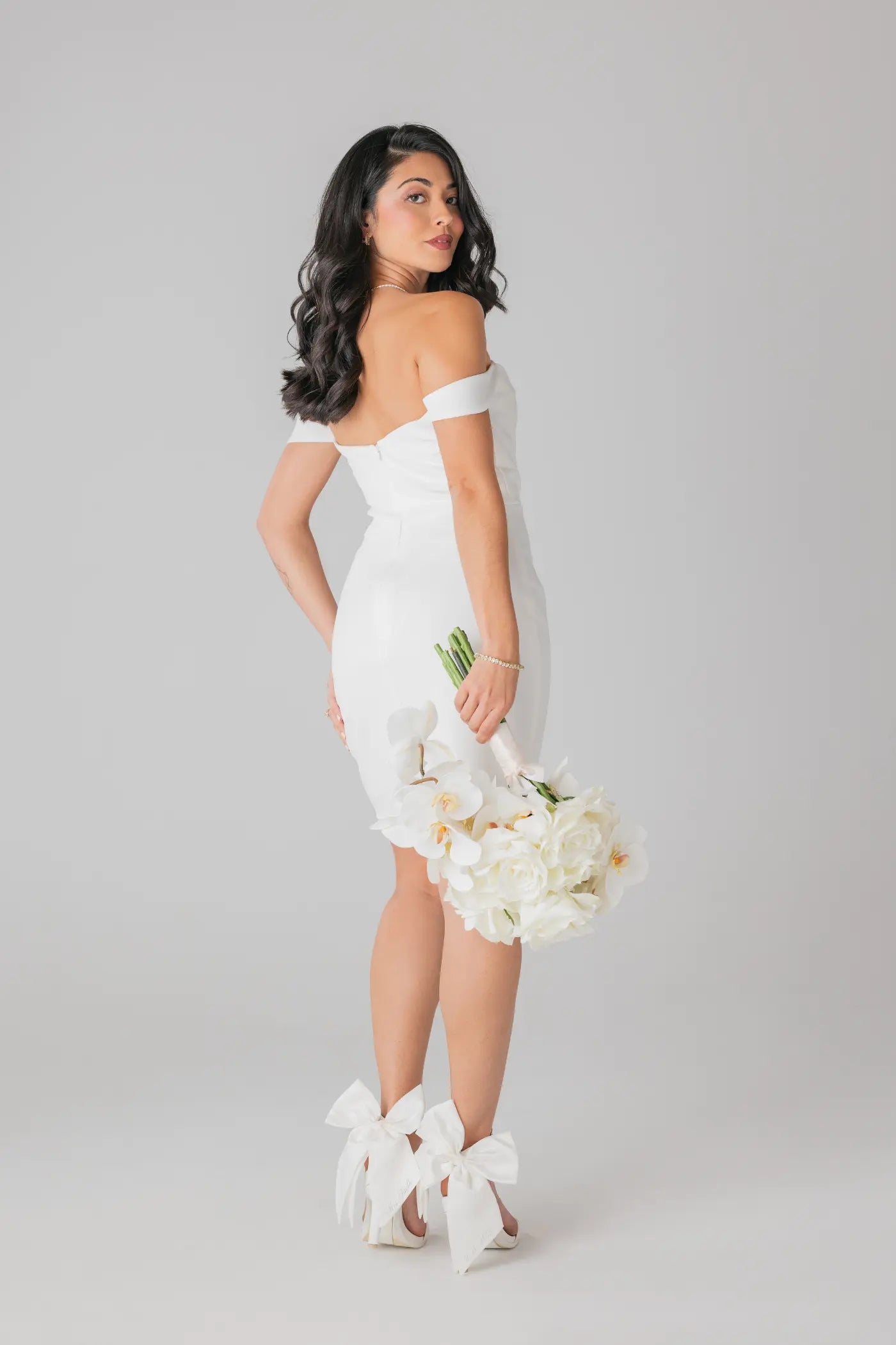 Ankle Bow White Satin Clip