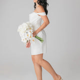 Evelyn Mule - Ivory Satin Pearl 3 Block