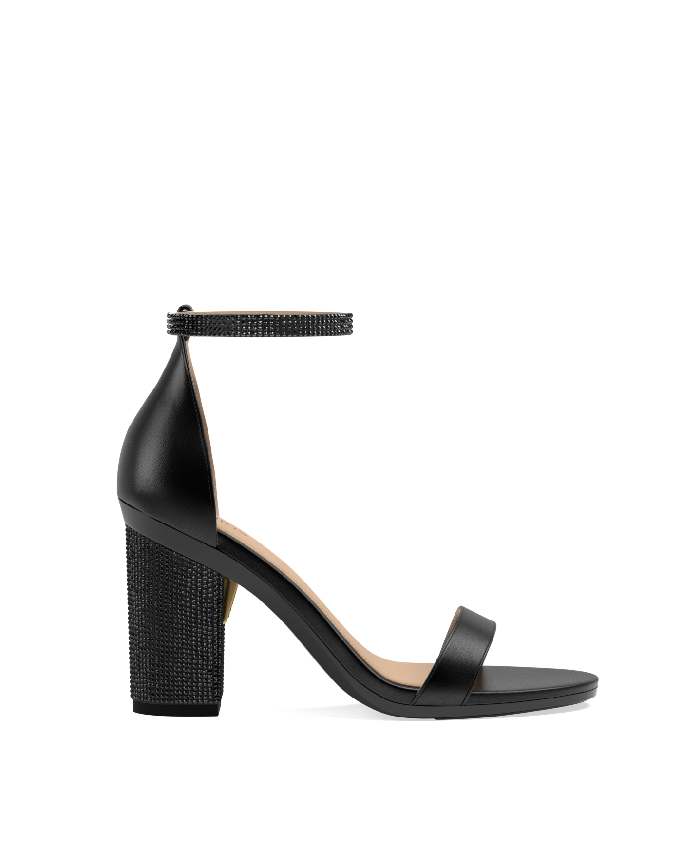 Coal Black Rhinestone Ankle Strap
