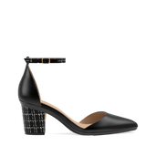Coal Black Tweed Ankle Strap